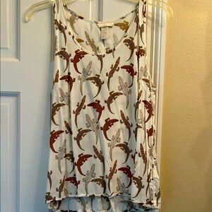 H&M White and Brown Asymmetrical Sleeveless Tank Top alligator